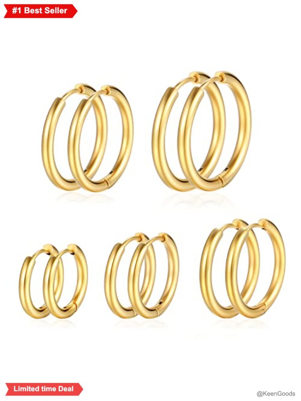 Stainless Steel Hoop Earrings Set Huggie Cartilage Lightweight